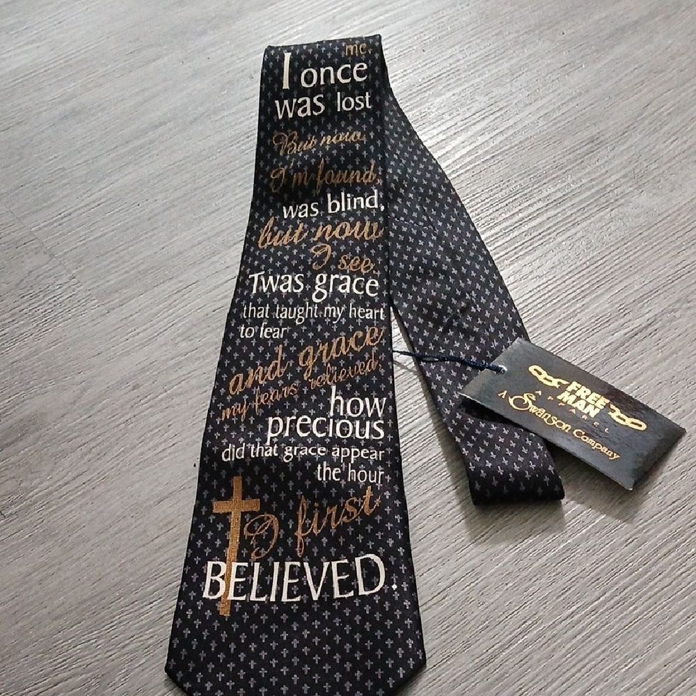 Free Man apparel I once was lost religious tie NWT